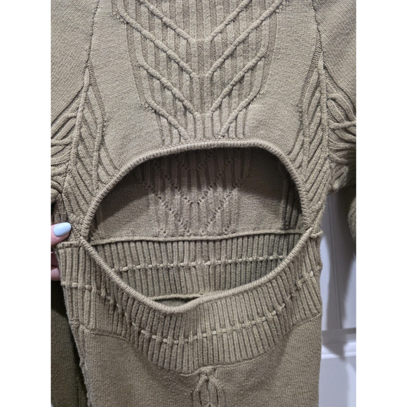 Free People Emmaline Mini Dress Knit Long Sleeve Boho green color size S - Picture 10 of 11